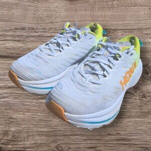 Hoka One One Bondi X Mens Road Running Shoes Size 10D White Evening Primrose